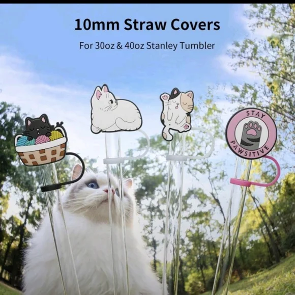 Cat Silicone Straw Toppers - Picture 2 of 4